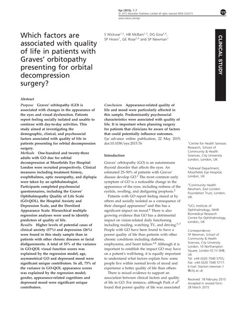 (PDF) Which factors are associated with quality of life in patients ...