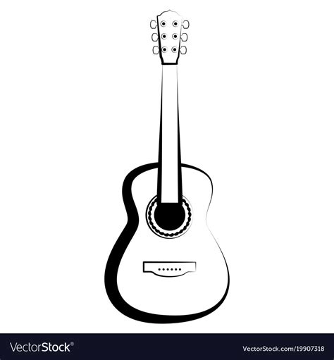 Isolated guitar outline musical instrument Vector Image