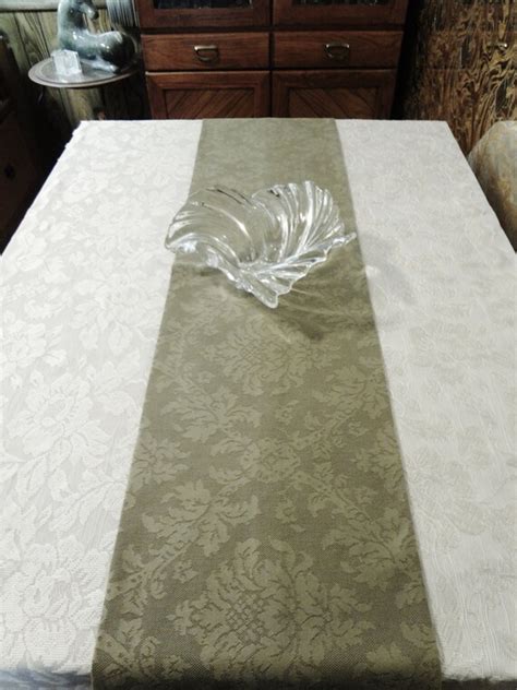 Table Runner/Bed Throw Sage Green Floral Pattern