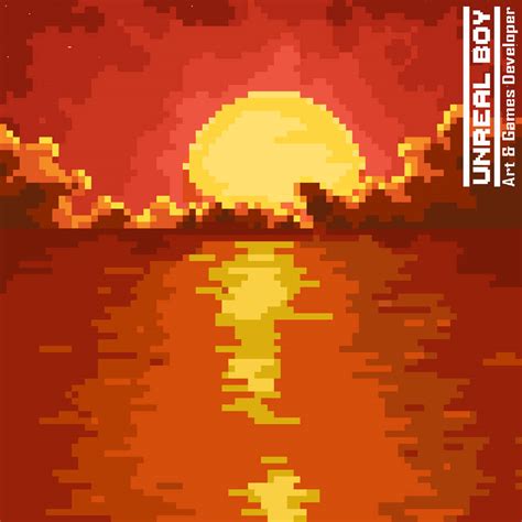 Sunset Pixel Art Illustration by UnrealBoyDev on DeviantArt