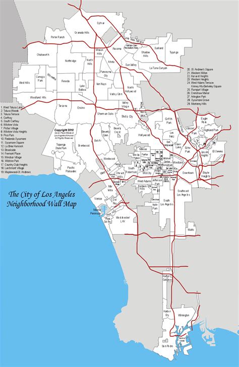 Los Angeles Map Of Neighborhoods - Fernandina Beach Map