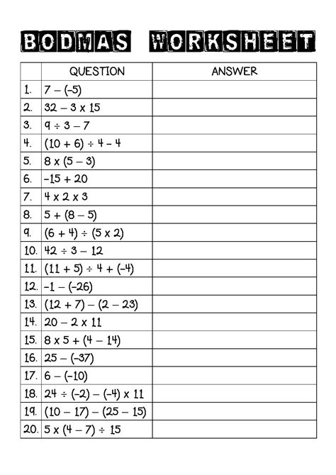 Maths Gr Bodmas Worksheet Teacha | Hot Sex Picture