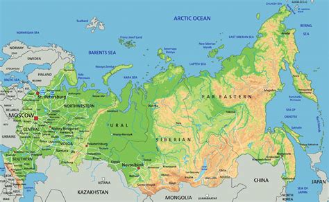 Russia Map With Rivers And Mountains