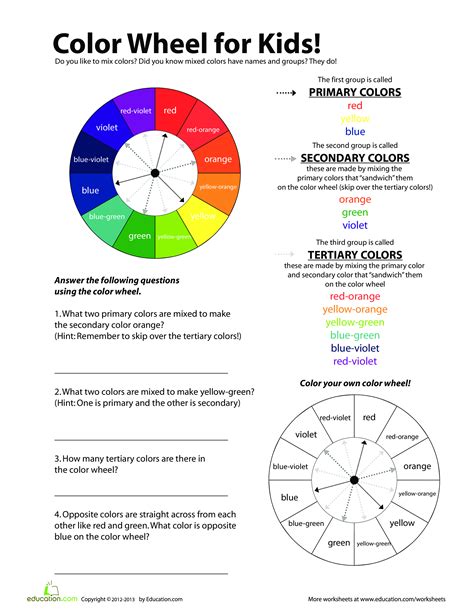 Color Wheel Chart Printable - Printable Word Searches