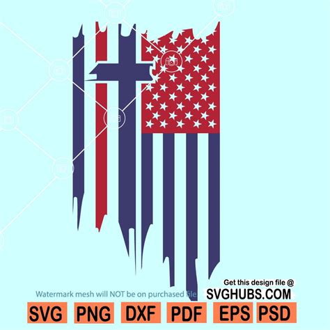 Cross America flag SVG, Faith American Flag svg, American flag cross svg