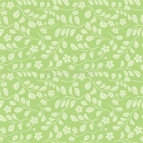 Light Green Leaves with Flowers on Bright Green Background - Seamless ...