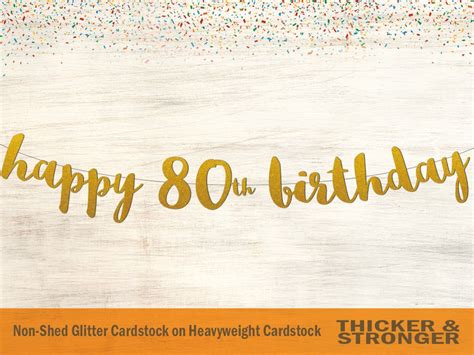 Happy 80th Birthday Banner, Script Font 80th Birthday Party, Birthday ...