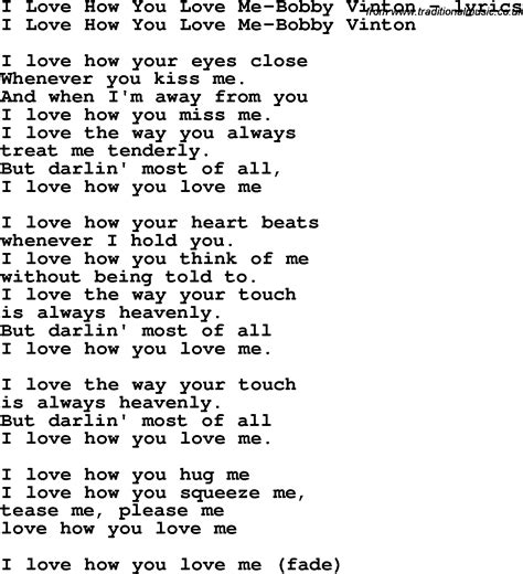 Love Song Lyrics for:I Love How You Love Me-Bobby Vinton