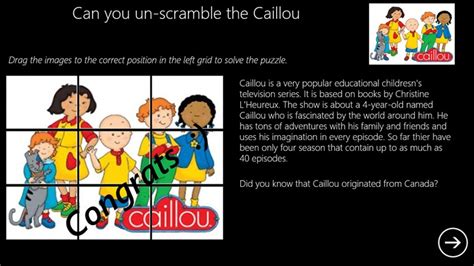 Caillou Puzzle Windows app | LisiSoft