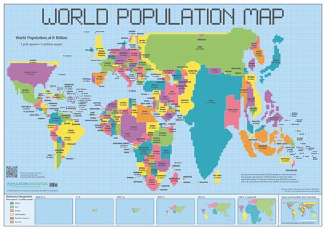 World Population Map (flat in tube) - Population Education