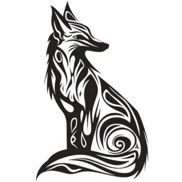 Fox Silhouette Tribal Outline Drawing, Fox, Drawing, Outline PNG ...