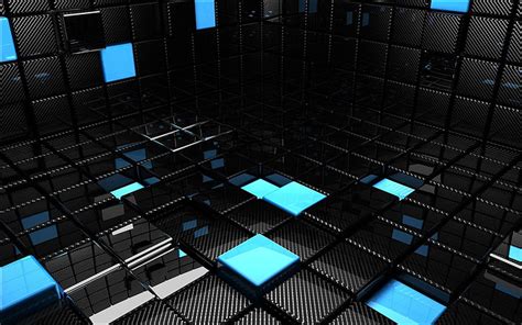 HD wallpaper: black and blue blocks wallpaper, abstract, 3D Blocks ...