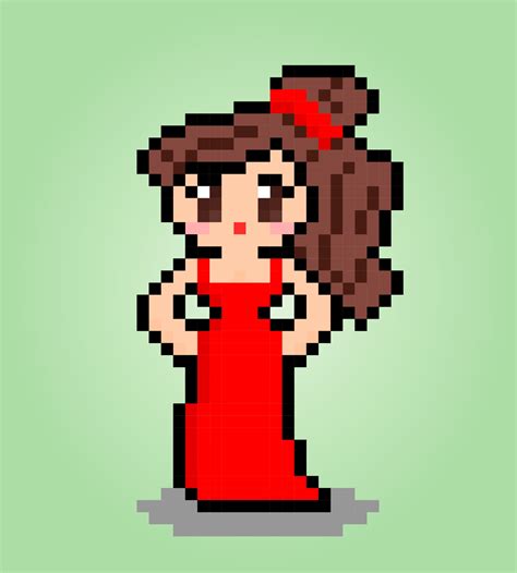 little girl characters on 8 bit pixel art. Cartoon woman in vector ...