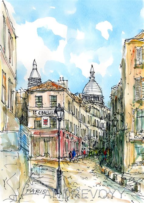 PARIS MONTMARTRE art print from an original watercolor | Etsy