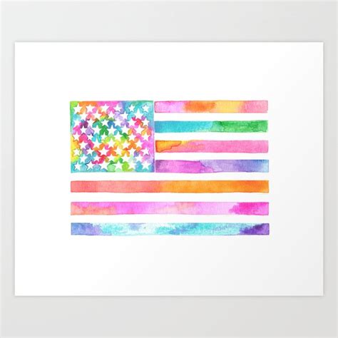 American Flag Watercolor Painting Art Print by mlejay | Society6