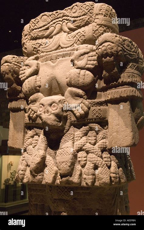 Stone carving of Coatlicue the Aztec mother goddess Stock Photo - Alamy