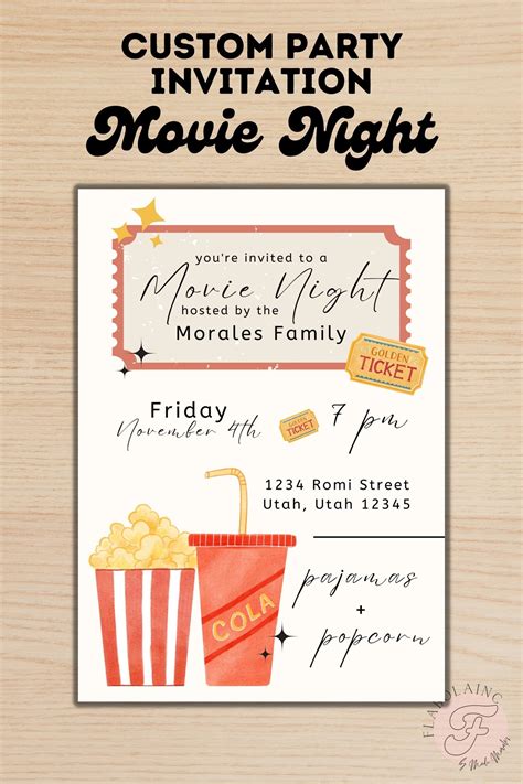 Movie Night Invitation Custom Party Invitation Party Invitation - Etsy