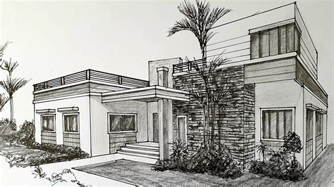 Drawing a modern house in two point perspective timelapse – Artofit