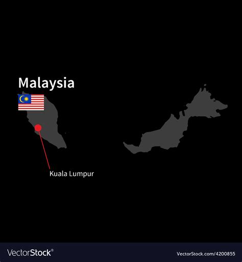 Detailed map of Malaysia and capital city Kuala Vector Image