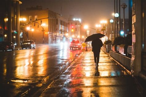 Street Lights At Night Rain