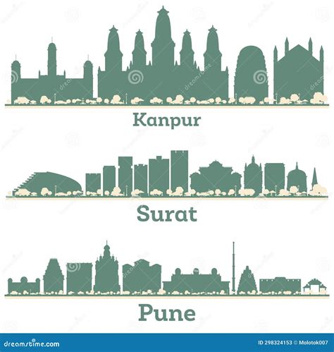 Abstract Kanpur Skyline With Color Buildings. Cartoon Vector ...