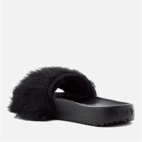 UGG Women's Royale Fluffy Slide Sandals - Black Womens Footwear ...