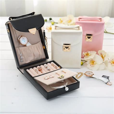 Creative PU Leather Jewelry Box Women Faux Leather Travel Jewelry ...