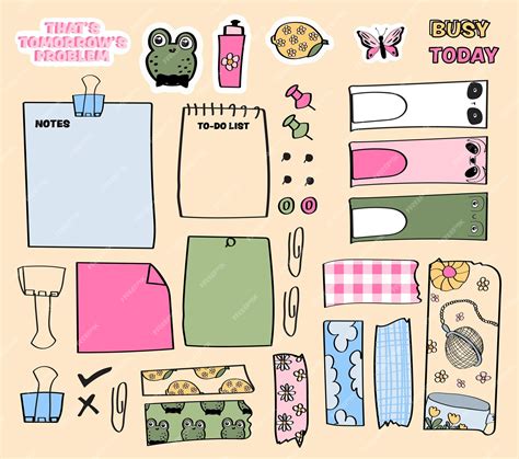 Premium Vector | Collection of cute journal elements and stickers