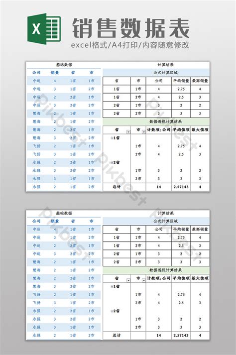 Simple Sales Pivot Table Excel Template Excel | XLS Template Free ...