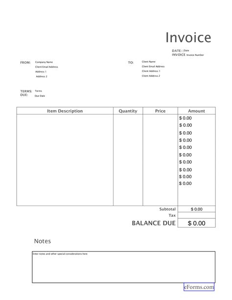 Personal Invoice Template Pdf - PDF Template