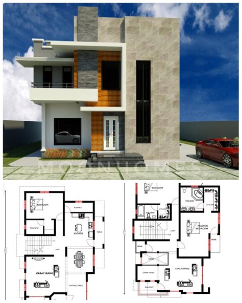 3 bedroom duplex house plan modern home design house floor | Etsy