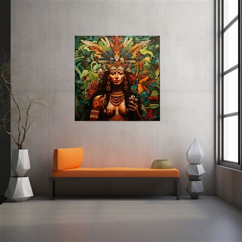 Aztec Goddess of Nature Aztec Wall Art Mythological Digital Art - Etsy