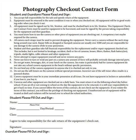 20+ Photography Contract Template