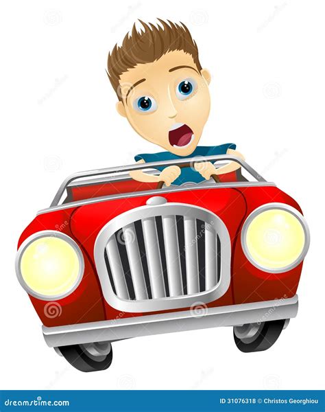 Scared Man Driving A Car. Newspaper Article. Vector Illustration ...