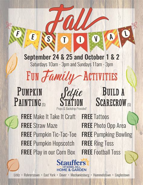 Stauffer’s of Kissel Hill Fall Festival: FREE Crafts, Games, Selfie ...