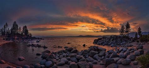 Sand Harbor Sunset Panorama Photograph by Martin Gollery - Fine Art America