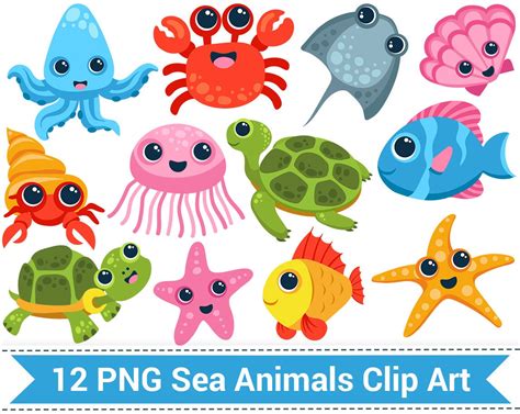 Cartoon Sea Creatures Clip Art ~ Sea Creatures Cartoon Clip Transparent Pinclipart Clipart ...