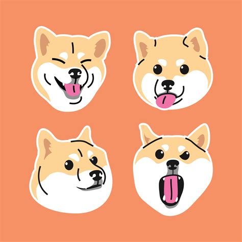 Funny Faces Shiba Inu Dog Vector Collection 12620203 Vector Art At Vecteezy