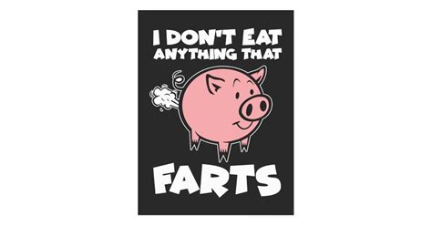 Funny Vegetarian Vegan Animal Lover Pun Pig Fart Postcard | Zazzle.com