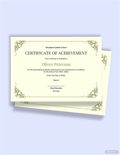 Editable Academic Achievement Certificate Template in Word, PSD, Pages ...