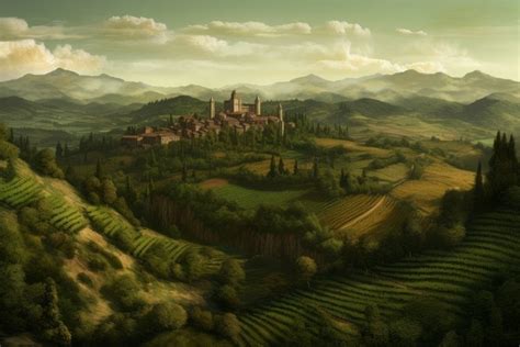 Landscape renaissance field. Generate Ai