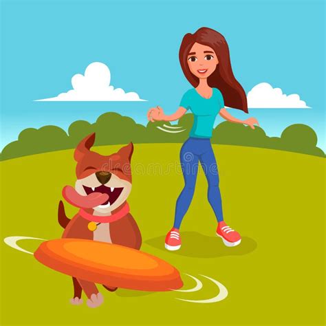 Dog Walker Vector Walking With Pets Go For A Walk Flat Cartoon