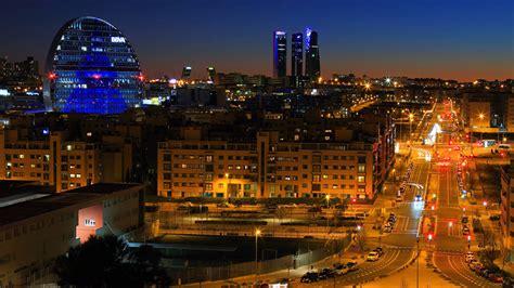 Download Madrid Spain Night Skyline Wallpaper | Wallpapers.com