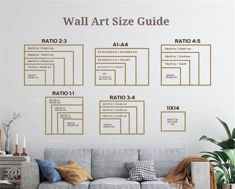 Landscape Wall Art Size Guide, Standard Frame Sizes Guide, Living Room ...