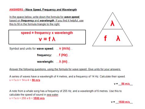 Wave Speed, Frequency and Wavelength | Teaching Resources