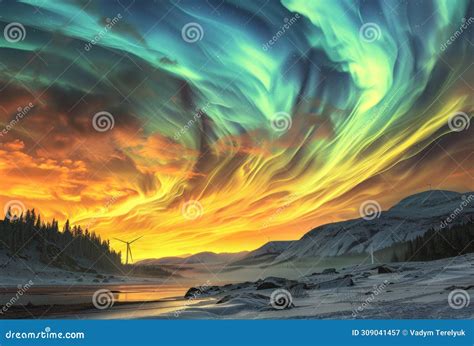 Northern lights in the sky stock image. Image of aurora - 309041457