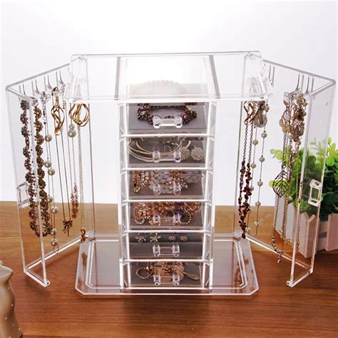 Jewelry Organizer Acrylic Earring Storage Box Jewelry Necklace Hanging ...