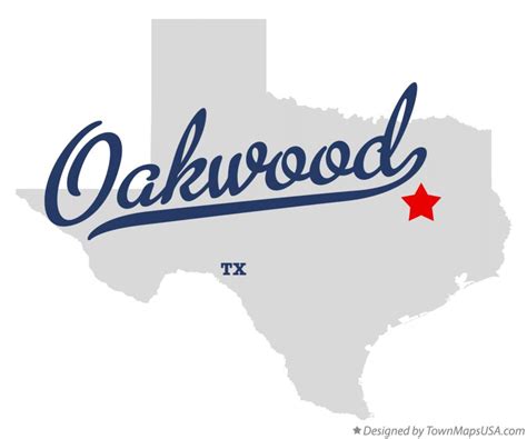 Map of Oakwood, TX, Texas