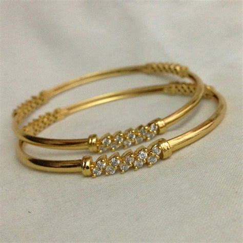 Gold and Diamond bangles. Gold bangles embellished with diamonds | Gold ...