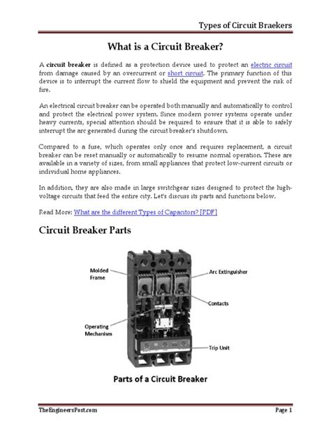 Types of Circuit Breaker and Its Function | PDF